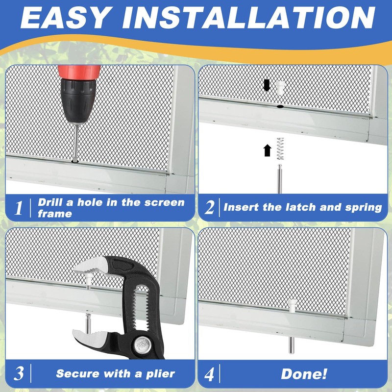 12 Packs Window Screen Plunger Latches with Caps, Aluminum Window