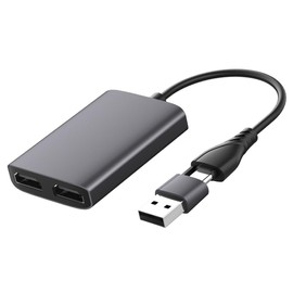 KOMBIUDA Type C to Dual Adapter USB Hub for Dual Screen Display Fast and Stable Data Splitter for Type C Devices Deep Grey