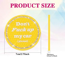 Kutyun 4PCS Bling Car Cup Coaster, 2.75 Inch Anti-Slip Cup Holder Insert Coasters, Universal Crystal Rhinestone Auto Drink Car Cup Mat, Interior Car Accessories for Women Girls (Yellow, 4PCS)