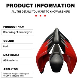 Rear Winglets for Ducati Panigale Streetfighter, Side Spoiler Wind for Ducati Accessories - Fairings for Ducati Panigale Streetfighter V4 V4S V4R 2018-2023 (B)