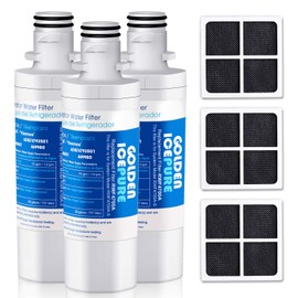 GOLDEN ICEPURE RWF4700A Replacement for LG LT1000P, ADQ74793501, ADQ747935, LMXS28626D, LMXS30796S Refrigerator, Kenmore 469980, ZWFL7-RF300, AQF-LT1000P Water Filter and Air Filter LT120F Combe 3PACK