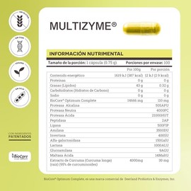 Suplemento Alimenticio Matter Smart Nutrients Multizyme - Frasco Con 100 Cápsulas De 750mg - Con Cúrcuma Y Triglicéridos De Cadena Media Tcm - Formula