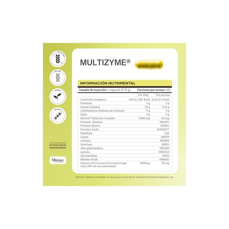 Suplemento Alimenticio Matter Smart Nutrients Multizyme - Frasco Con 100