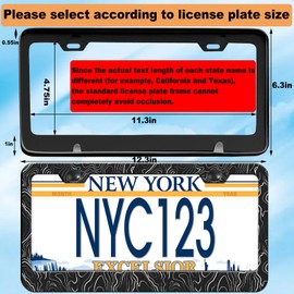 2-Pack Topographic Map License Plate Frames for Women Man, 2 Holes Topography Map Aluminum License Plate Holder,Exploration | Discovery License Plate Cover fits with Keychain Wrist Lanyard
