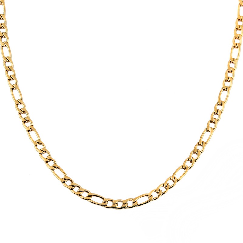 HZMAN Men Women 24k Real Gold Plated Figaro Chain Stainless