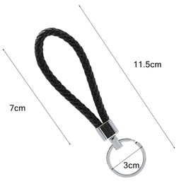 saizone Key Fob Car Keyring, Faux Leather, Car Key Fob, Keychain, Key Chain with Stainless Steel Key Ring, Key Ring for Men and Women (Black), black