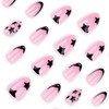 Black Star Press on Nails Medium Almond Fake Nails with