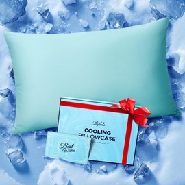 Ice Cooling Pillowcase for Hot Sleepers, Instantly Cool, Stays Cold All Night, Softer Than Silk Pillow Cases, Pillow Covers with Invisible Zipper, Gift for Men & Women - King Size, Mint Blue (1 Pack)