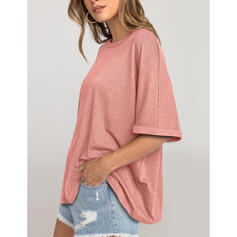 UEU Summer Oversized Tops for Women Crewneck Loose Fit T-Shirt