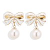 LKingel Pearl Bow Earrings for Women Delicate Bow Dangle Earrings