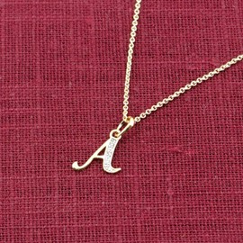trendor 41520-A-42 42 cm Letter Pendant A Gold 333/8K Gold with Gold-Plated Silver Chain Fashion Jewellery Made of Real Gold for Women Great Gift Idea, Sterling Silver, Diamond