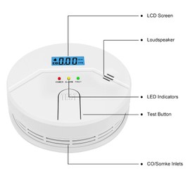 Smoke and Carbon Monoxide Detector, 2 in 1,Smoke detectors,Carbon Monoxide Detector,Easy Install,3 * 1.5V AA Battery,Wire-Free Installation