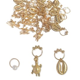 NIIIYTYB 30Pcs Hair Charms for Locs Jewelry Shell Loc Jewels Braid Accessories for Black Women African American Dreadlocks Decorations with Seashell Beads Clips Crystals and Gems