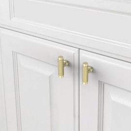 9BUILD 10 Pack Brushed Gold Cabinet Knobs Single Hole T Bar Cabinet Handles Gold Drawer Knobs Cupboard Knobs Wardrobes Knobs UK0056