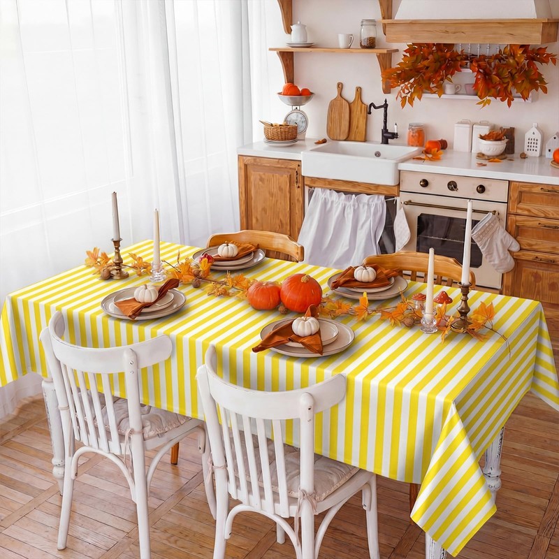 Moukeren 6 Pack Yellow and White Striped Tablecloths 54 x