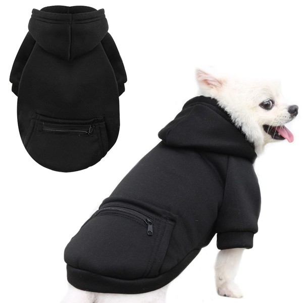 PETCARE Dog Hoodies Pet Small Dog Sweater Black Warm Soft