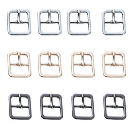 LMHEYL 12 Pcs Metal Single Prong Pin Buckles Center Bar Buckle, Adjustable Shoe Buckle, Suitable for Shoes, Belts (3 colors) (3 colors)