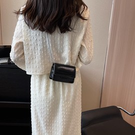 GRUMOTA Small Crossbody Purse Bag for Women,Mini Y2k Metallic Croc-Embossed Handbag,Cute Micro PU Leather Pouch Wallet with Chain Strap (Black)