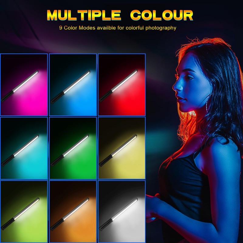 Hagibis RGB Photography Light Wand, Handheld LED Video Light 9