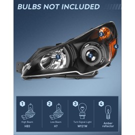 Nilight Headlight Assembly Compatible with 2010 2011 2012 2013 2014 Subaru Legacy/Outback Black Housing Amber Reflector Clear Lens Headlights Replacement Driver and Passenger Side