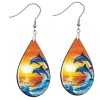 the fun things Dolphins At Sunrise Earrings Teardrop NO TARNISHING