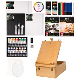 DJAR Acrylic Paint Set for Adults with Storage Box, 79 PCS Professional Paint Supplies with Desktop Easel, Acrylic Paint, Canvas and 24 Color Paints for Artists and Beginners