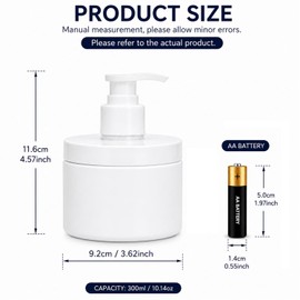 300ml Wide Mouth Plastic Pump Bottle 2Pcs Clear PET Refillable Lotion Dispenser Bottles with White Pump 89mm Wide Neck Storage Container for Body Butter, Shampoo, Conditioner, DIY Cosmetics