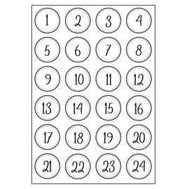 Iron-On Transfer Set Advent Calendar Numbers DIN A4 for Filling on Textiles for Advent Calendar 2023 Different Designs Children Adults (Design 2)