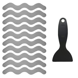 Kettion Pegatinas para bañera,48 Piezas de Tiras Adhesivas Antideslizantes para baño, Pegatinas de Seguridad para Ducha con Textura de Diamante con raspador para bañeras resbaladizas, escaleras(Gris)