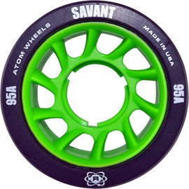 Atom Savant Roller Derby Wheels - Ultra Light for Perfect Speed and Control - New-Available in 88A-97A - with Free Devaskation Bracelet (Black-95A 8 Pack)