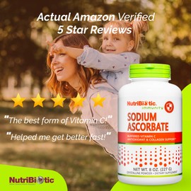 Nutribiotic - Sodium Ascorbate Buffered Vitamin C Powder, 8 oz | Vegan, Non Acidic & Easier on Digestion than Ascorbic Acid | Essential Immune Support & Antioxidant Supplement | Gluten & GMO Free