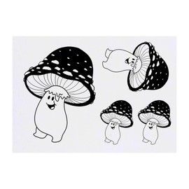 Azeeda 4 x 'Fliegenpilz-Charakter' Temporäre Tattoos - Wasserfest, Hautfreundlich & Ungiftig · Transfers in Verschiedenen Größen (TO00075404)