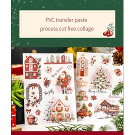 4PCS Christmas Theme Rub On Transfer Stickers, Santa Claus, Christmas House,Christmas Tree Transfer Decals for DIY Scrapbooking Photo Furniture Windows Wood Christmas Decor