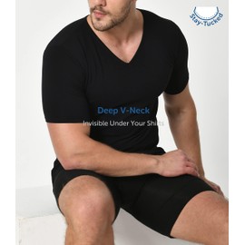 Comfneat Men's 3-Pack Stretch Undershirts Long Back Hem T-Shirts Crew Neck (Black 3-Pack, M)