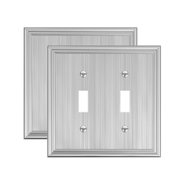 TREEWELL 2-Pack Double Toggle Light Switch Cover Plate, Durable Solid Zinc Alloy Decorative Dual Switch Plate Covers, Brushed Nickel 2 Gang Wall Plate, Corrosion Resistant