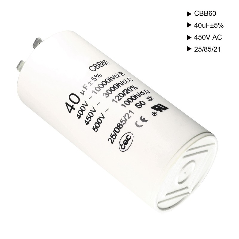 uxcell CBB60 Run Capacitor 40uF 450V AC Double Insert 50/60Hz
