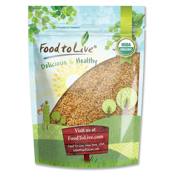 Organic Golden Flaxseed, 4 Pounds – Whole, Non-GMO, Kosher, Raw, Vegan, Bulk