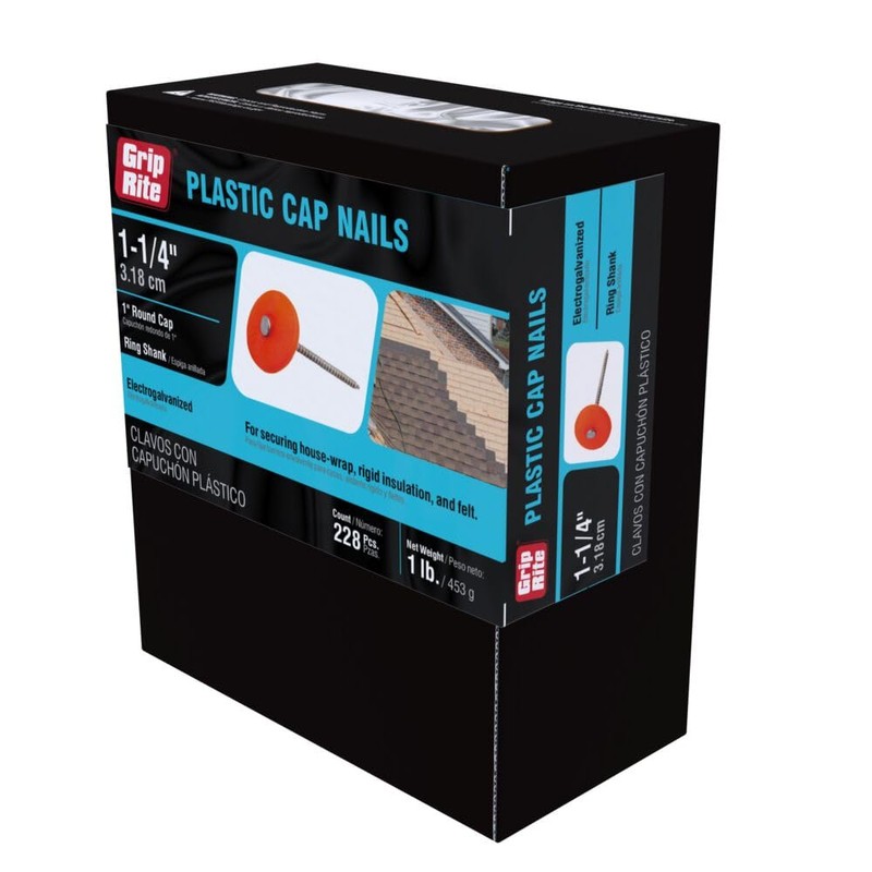 Grip-Rite Plastic Cap Nails - Secure Roofing Underlayments and Housewraps