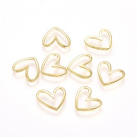 DanLingJewelry 50Pcs Golden Color Hollow Heart Linking Rings Brass Love Heart Frame Connector Links Charms for DIY Crafts Jewelry Making