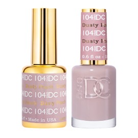 DND DC Gel Polish Set, Beige Nude Collection, UV/LED Gel Polish and Air Dry Nail Lacquer, Matching Chip-Free Polish Duo, 104 Dusty Peach, 0.5 Fl Oz