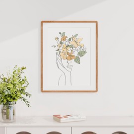 Acovy 22x28 Poster Frame, Natural Solid Cherry Wood 22 x 28 Frame, Rounded Corner 22"x28" Large Picture Frame HD Tempered Glass, 22 by 28 Photo Frame Matted to 18x24, 22x28 Wood Frame for Wall, 1 Pack