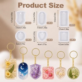 24PCS Resin Keychain Molds Resin Ring Mold Molds for Epoxy Resins 6 Shapes