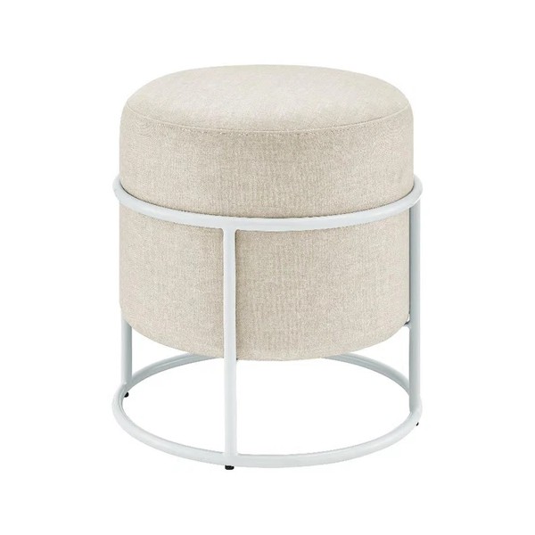 New Pacific Direct Ophelia Velvet Round Ottoman w/ White Metal