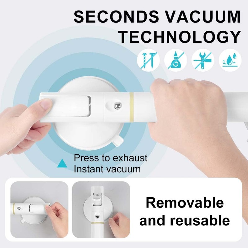 HOTUT Shower Handle Suction Cup Large Shower Grab Rail with