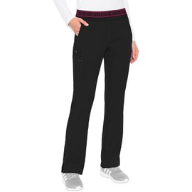 Med Couture Women's Yoga Pull-On Pant with 7 Pockets Ultra-Soft Rib-Knit Waistband and 2-Way Stretch Technology - MC7739P, XS Petite, Black