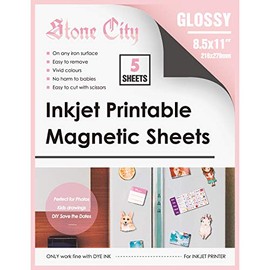 Stone City Magnetic Sheets Printable Glossy Paper 12mil Thick for Inkjet Printers 8.5x 11 Inches 5 Sheets