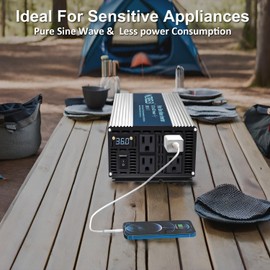 WZRELB 1800W Pure Sine Wave Power Inverter 36V 120V 60Hz Power Converter LED Display
