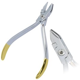 MuskalMed Dental L-Key Aderer Plier Three Prong Orthodontic Wire Bending Stainless Steel Gold Handle Instrument