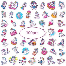 Pack of 50 Funny Unicorn Stickers Set, Cute Unicorn Stickers, Waterproof Vinyl Stickers, Aesthetic Stickers, Scrapbook (Unicorn Shape, Style 1)