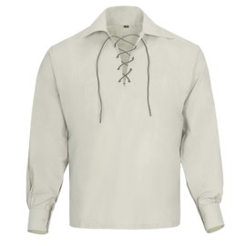 Allsafe Traders Scottish Boys Ghillie Kilt Shirt Jacobite Jacobean Shirt (3 to 4 Years, Off White)